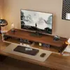 Soporte para monitor de escritorio, elevador de monitor de computadora, base de pantalla, bandeja para teclado, organizador de escritorio