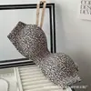 Ropa interior sexy de leopardo de una pieza sin costuras push-up para pechos pequeños, para usar por fuera, comercio exterior