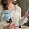 Goma para el pelo plisada extragrande estilo coreano, banda azul para el pelo para mujeres con sentido de la atmósfera, accesorio para el pelo