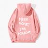Talla Europea Exportación Talla Europea Sudadera de Mujer Lisa con Estampado de Letras Cordón Estampado Sudadera con Capucha