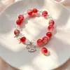 Pulsera de Caballo Estilo Año Nuevo con Flores Pequeñas y Mariposas Pulsera de Cristal con Cuentas de Nicho para Instagram Regalo para Mejor Amiga Fiesta de Estudiantes Joyería de Mano para Niños