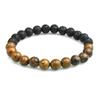 Contas de Madeira de 8mm Pedra Vulcânica Yoga Contas Pulseira Retrô Pulseira para Homens e Mulheres Pedra Olho de Tigre Fosca Preta Pulseira de Pedra Vulcânica
