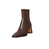 Botas ajustadas elegantes para desplazamientos Han Fan 2022, otoño e invierno, nuevas botas elásticas de tacón alto grueso con cabeza cuadrada para mujer, talla grande 40-42