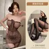 Primeiro Amor Coelhinha Sexy Estampa de Leopardo Tomara-que-caia Saia de Quadril Sexy Transparente Uniforme de Secretária Sexy Lingerie Sexy Roupa Sexy