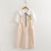 Dulce Color Caramelo Verano Ropa Pequeña Reductor de Edad Camisa Vestido Traje Fresco de Dos Piezas para Mujer