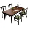 Mesa de Jantar Vintage de Madeira Maciça Estilo Francês, Retangular, Adequada para Lares Pequenos, Mesa de Jantar Longa com Estilo Meio do Século, Madeira de Carvalho com Design Color-Blocking, Mesa Grande de Tampo Único