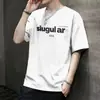 Camiseta de Manga Curta da Marca da Moda Masculina Verão Solta Meia-manga 2024 Nova Tendência da Internet Ins Top Simples Estampado