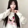 Camiseta Redonda de Manga Larga con Estampado de Letras de Nicho Personalizado para Mujer Otoño e Invierno Nueva Suelta Casual Versátil Moda Top Ins