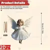Boneca Anjo Vitoriana Plana 2D de 9 Peças Madeira Tradicional Feriado Natal Janela Festa Decoração Enfeite de Pendurar