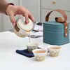 Juego de Té Portátil Estilo Antiguo Yanhe para Acampar al Aire Libre, Incluye una Tetera y Dos Juegos de Tazas Rápidas
