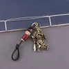 Latão Magnífico Guan Gong Artesanato Feito à Mão Vintage Guan Er Ye Retro Esculpido Chaveiro Universal para Carro Pequeno Pingente