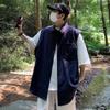 Estilo Mori ao ar livre Falso Duas peças Manga curta Colete Masculino Camisa Colete Estilo Japonês Masculino Casual Trendy Top para Adolescentes