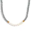 Moda Europea y Americana Elegante Colgante Acero Inoxidable Diez Perlas de Agua Dulce Cristal con Facetas Oscuras Collar Hecho a Mano con Cuentas para Mujeres