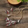 Conjunto de Aretes y Collar Geométricos de Esmalte con Forma de Pétalo Transfronterizo Nuevo para Mujer, Conjunto de Collar Irregular de Moda y Sencillo