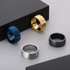 Anel de tendência europeia e americana banhado a vácuo personalizado retrô simples aço inoxidável 10mm diamante liso anel masculino
