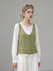 Chaleco de punto verde para mujer, estilo otoñal suave, sin mangas, adecuado para usar en capas, diseño abierto al frente, top versátil, chaleco pequeño
