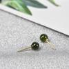 Brincos de Pérolas Redondas de Jaspe Russo Natural Verde Espinafre com Argola de Prata S925 Cuidado com a Orelha Pequenos Brincos Femininos Estilo Chanel