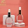 Botella plana de abanico de mar de 30 ml de alta calidad, botella de leche con esencia, gotero, aceite esencial, botella de vidrio, cosméticos, subembotellado