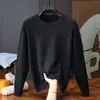 Suéter de punto para hombre, liso, cuello redondo, tipo jersey, para otoño e invierno, adecuado como capa interior o prenda superior cálida, disponible para envío directo transfronterizo