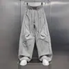 Pantalones casuales de trabajo ligeros de verano estilo americano con bolsillos grandes 2026, pantalones de pierna ancha fluidos, pantalones rectos elegantes de talla grande con curvas