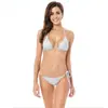 Traje de baño de tres piezas de comercio exterior molde de esponja Copa superior Soporte fruncido traje de baño bikini tirante triángulo copa de pecho engrosada