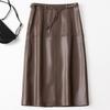 Roupas Femininas Estilo Europeu e Americano Comércio Exterior Transfronteiriço Nova Saia de Couro Versátil Reta Simples Moda Saia Evasê Tamanho Grande