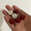 Brincos semi-redondos de esmalte vermelho de alta qualidade e luxo leve para mulheres, outono e inverno, 925, prata, agulha, ano novo, elegante