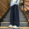 Marca de moda americana Corte inclinado Gris Peso pesado Pierna recta Caída Pantalones de chándal Unisex Otoño Holgado Pierna ancha Deportivos Casual Largos