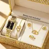 Comércio Exterior Mais Vendido Novo Tendência Quadrado Relógio Feminino Relógio Dourado Relógio Feminino Pulseira de Aço Relógio Feminino Fabricante em Estoque Atacado