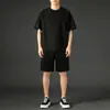 Novo Conjunto Esportivo Casual de Verão 2026 para Homens, Tecido Listrado 260g, Conjunto de Camiseta de Gola Redonda + Shorts