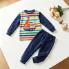Ropa interior para niños europea y americana, Ropa para niños de primavera, otoño e invierno, Ropa para el hogar, Conjunto de dinosaurios para niños y niñas, Pijama de dos piezas al por mayor