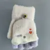 Guantes de Medio Dedo de Elefante Lindo de Dibujos Animados para Niños Otoño e Invierno Resistentes al Frío Guantes Gruesos sin Dedos Guantes para Bebé para Escribir con Tapa