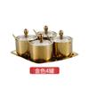 Tarro de condimento de acero inoxidable 304 coreano, combinación de tarro de condimento dorado, tapa de vidrio, bandeja, botella de condimento para restaurante