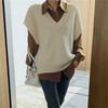 Chaleco de Color Sólido sin Mangas Estilo Perezoso 2024 Otoño e Invierno Nuevo Suéter de Lana con Cuello en V para Mujer Top Exterior para Mujer