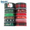 Amazon Hot Sale Impresso Fita de Natal Embalagem de Presente Decoração de Natal Conjunto de Fita Rowan Listrada Vermelha
