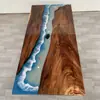 Mesa Rio de Resina Epóxi, Mesa de Centro de Madeira Maciça com Onda do Oceano, Mesa Tabuleiro de Chá de Madeira Maciça, Mesa de Jantar, Mesa de Café, Móveis de Placa Inteira