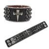 Pulseira de joias com strass de caveira estilo gótico design original moda pulseira de couro PU com diamante
