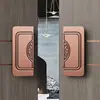 Maçaneta de Porta de Vidro com Moldura Estilo Chinês, Maçaneta de Porta Quadrada em Liga de Alumínio Preto Bronze Antigo para Quartos Privados, Hotéis, Salas de Conferência, em Estoque