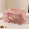 Ventas Directas de Fábrica Bolsa de Cosméticos Transparente de Malla para Mujer Portátil de Gran Capacidad de Alta Gama para Viaje Bolsa de Almacenamiento de Artículos de Aseo Cosméticos