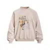 Estampa de Retrato Criativo Americano Lavado Desgastado Solto Gola Redonda Masculino Primavera/Outono Streetwear Vintage Roupa Esportiva