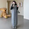Ropa de Maternidad de Talla Grande Nuevo Estilo Conjunto de Maternidad de Dos Piezas Casual Vestido de Maternidad Tejido + Conjunto de Maternidad de Capa Base