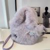 Bolsas Peludas de Inverno para Meninas 2026 Nova Bolsa Transversal Versátil com Toque de Luxo, Bolsa de Mão Fofa Peluda Bolsa Saco