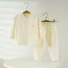 Ropa interior para bebé para primavera y otoño, Conjunto de oso de felpa suave de algodón color durazno, Pijama de otoño e invierno para recién nacido, Ropa de capa base para bebé de 0 a 2 años