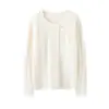Cárdigan de Cachemira Hueco para Mujer, Botonadura Diagonal, Suéter de Punto Chaqueta, Nueva Elegante Camisa Interior Top, Botones de Perla