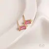 Chapado en Cobre con Oro Real de 14K, Conserva el Color, Pendientes Largos Incrustados con Circonita Rectangular, Broqueles de Circonita de Colores, Accesorios para Pendientes Hechos a Mano para DIY