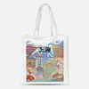 Bolsa de Lona com Ilustração de Cidade, Bolsa Tote de Lona Chinesa Excepcional, Bolsa de Compras Ecológica Personalizada de Grande Capacidade, Bolsa de Pano para Check-In de Atrações Turísticas