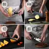Juego de Cuchillos de Cocina de Acero Negro, Incluye Tabla de Cortar, Cuchillo de Acero Negro, Cuchillo para Frutas y Combinación de Tabla de Cortar para Dormitorio