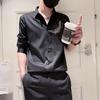 Camisa de alta gama de siete puntos para hombre, manga corta, talla grande, guapo, traje de manga media 2024, nueva marca de moda de alta gama, manga media, casual