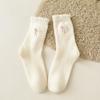 Calcetines Gruesos Milk Hoo Hoo para Mujer Calcetines Cálidos de Longitud Media Lindo Moño Calcetines de Terciopelo Australiano Moda Ins Calcetines Mononuka Postparto