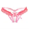 Calcinha Fio Dental Qianai com Pérolas, Abertura na Virilha, Renda Sedutora, Transparente, Elástica, com Recortes Vazados, Sexy para Mulheres